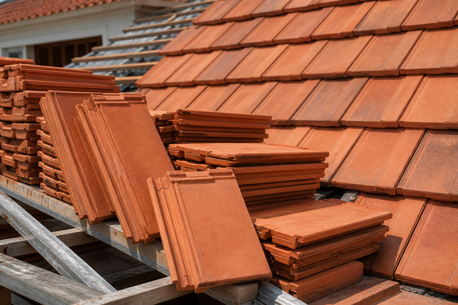 Ảnh thực tế minh họa ngói đất sét nung trong hệ mái ngói
