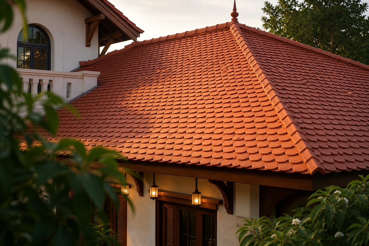 Ảnh thực tế minh họa ngói vảy cá trong hệ mái ngói